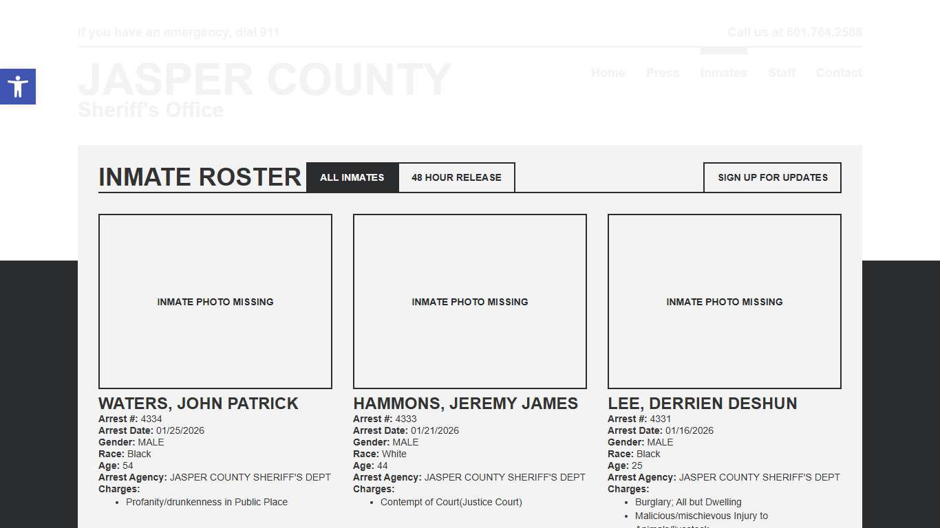 Inmate Roster Jasper SO